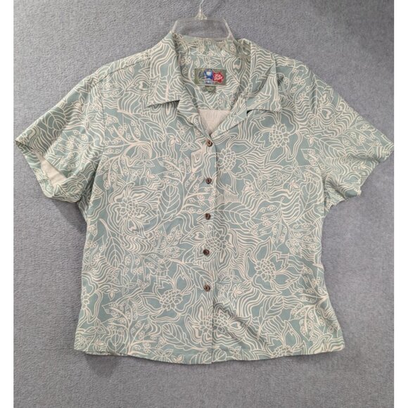Hawaiian Other - Hilo Hattie Hawaiian Shirt Mens Size M Blue Floral Over All Print 100% Silk